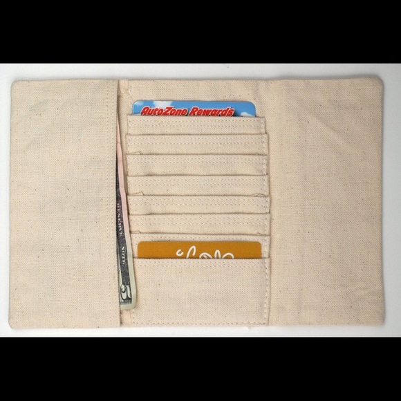 Wallet trifold hand drawn feathers nature for him - Picture 4 of 5